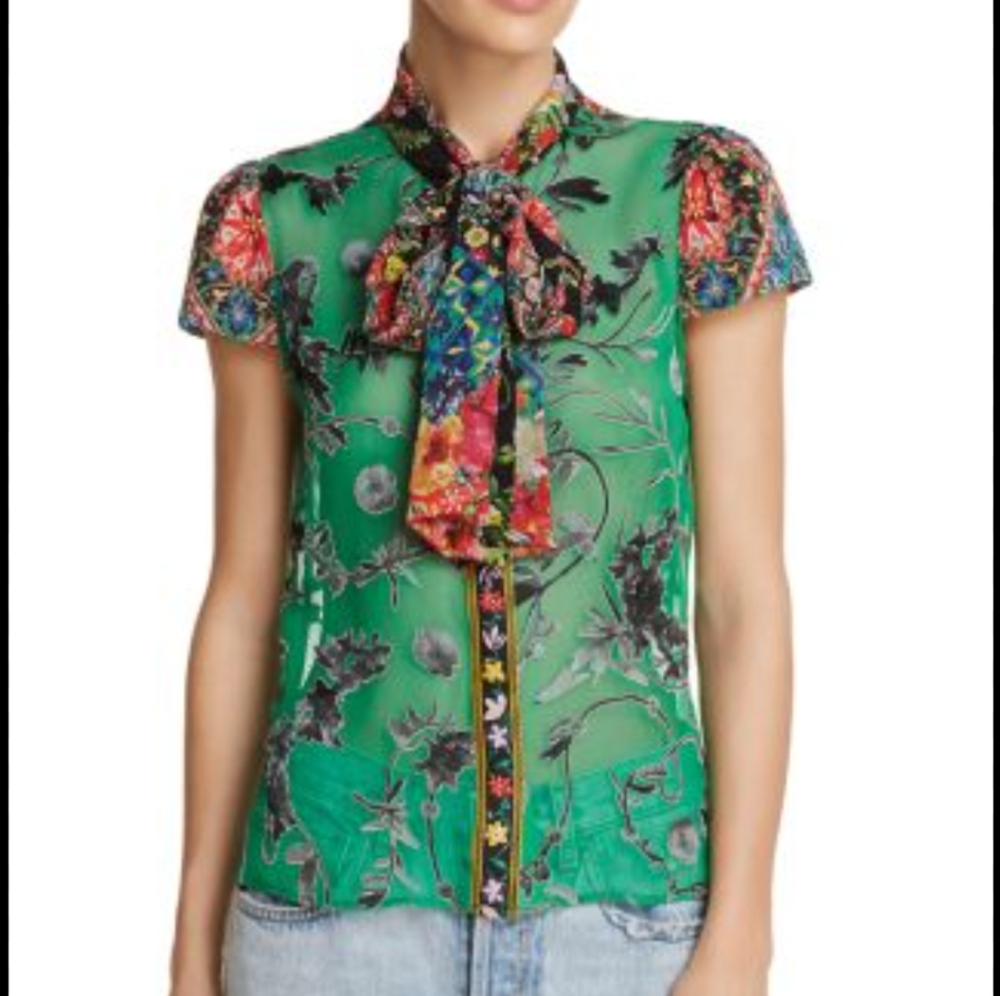 Alice & Olivia blouse w Neck Tie- Small